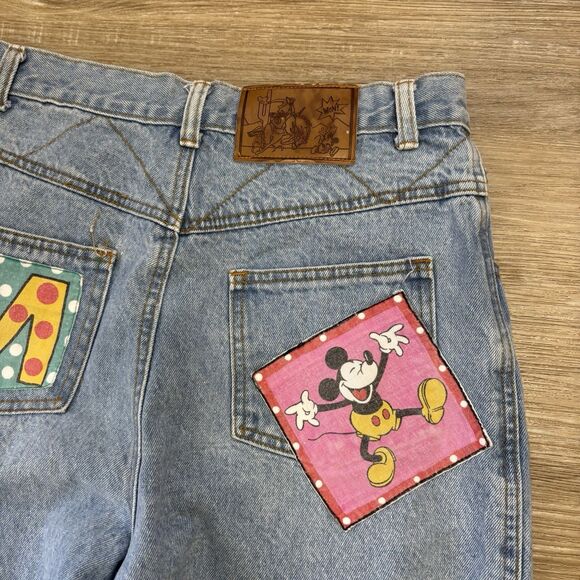 Vintage Micky Mouse Jeans Womens Size 11/12 Disney Patchwork Denim 90s - Picture 11 of 11